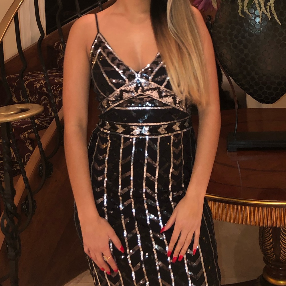 Black & Silver Sequins Flapper Dress NYE dress